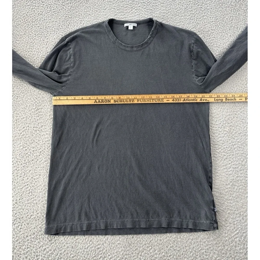 Standard James Perse T-Shirt Mens 3/Large Faded Black Crew Neck Long Sleeve - Picture 6 of 9